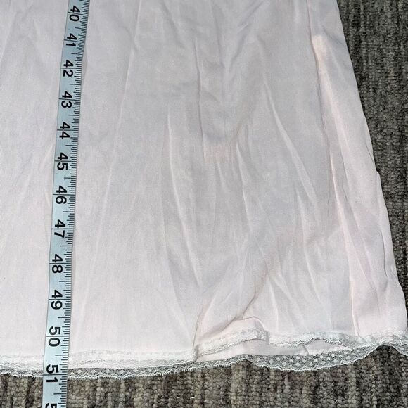 Mary McFadden Womens Size Medium Maxi Slip Dress Lingerie V Neck Lace Light Pink - Picture 6 of 6